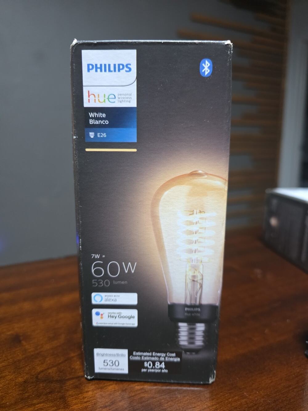 Philips Hue Smart 60W ST19 Filament LED Bulb, Soft Warm White Light